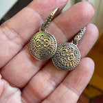 Ornate Filigree Medallion Earrings - Sterling Silver - Vintage