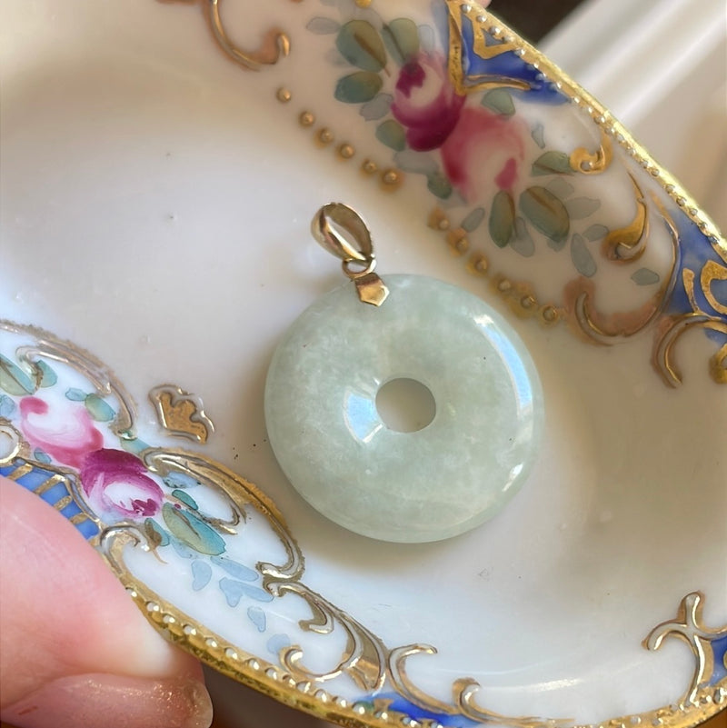 Jade Donut Pendant - 10k Gold - Vintage