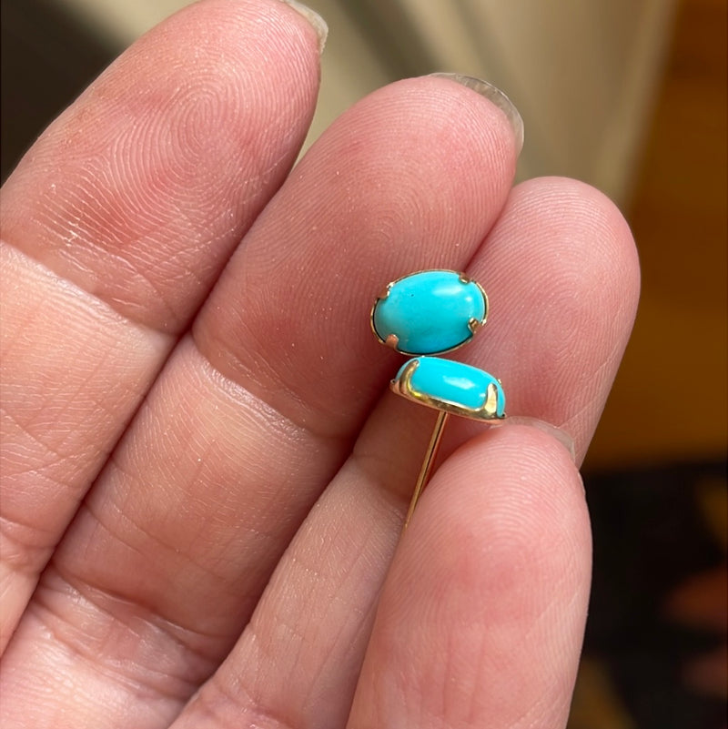 Turquoise Stud Earrings - 10k Gold - Vintage