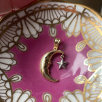 Moon Pendant - Star Drop - 14k Gold - Vintage