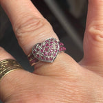 Ruby Heart Ring - Sterling Silver - Vintage