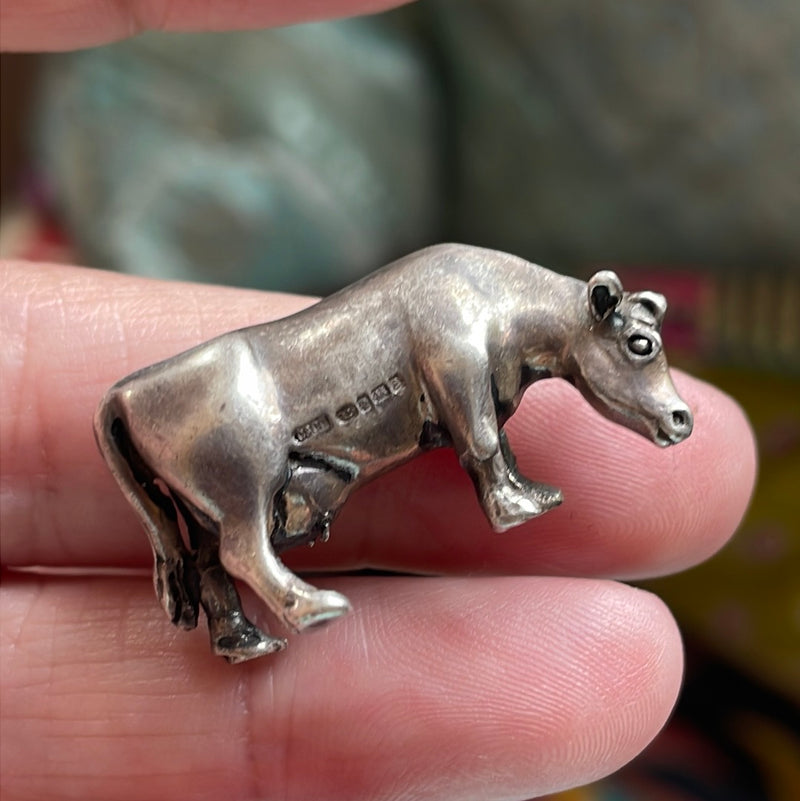 Cow Figure - Sterling Silver - Vintage