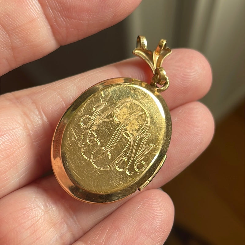 Engraved Flower Locket - Gold Filled - Vintage