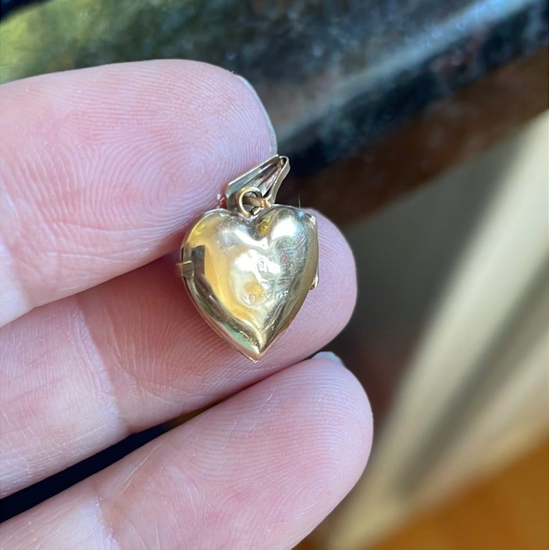 Engraved Heart Locket - 9k Gold - Vintage