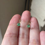 Emerald Earrings - Leverback - 14k Gold - Vintage