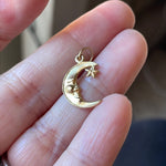 Moon Star Pendant - 14k Gold - Vintage