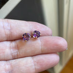 Amethyst Stud Earrings - 14k Gold - Vintage