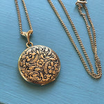 Engraved Flower Locket - Gold Filled - Vintage