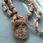 Owl Crochet Pottery Necklace - 1970s - Vintage