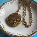 Repousse Floral Locket - Gold Filled - Antique