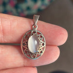 Moonstone Ornate Pendant - Sterling Silver - Vintage