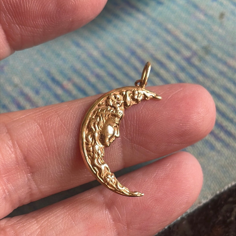 Moon Goddess Pendant - 14k Gold - Vintage