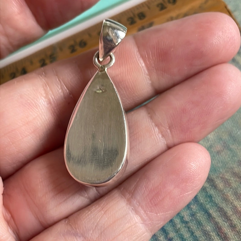 Moonstone Teardrop Pendant - Closed Back - Sterling Silver - Modern