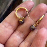 Hoop Earrings - Pearl Drop - 14k Gold - Vintage