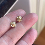 Rose Stud Earrings - 14k Gold - Vintage