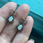 Opal Filigree Earrings - 14k Gold - Vintage