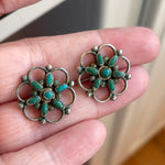 Turquoise Earrings - Native American - Sterling Silver - Vintage