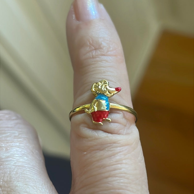 Enamel Mouse Ring - 9k Gold - Vintage