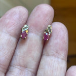 Ruby Earrings - Diamond - 10k Gold - Vintage