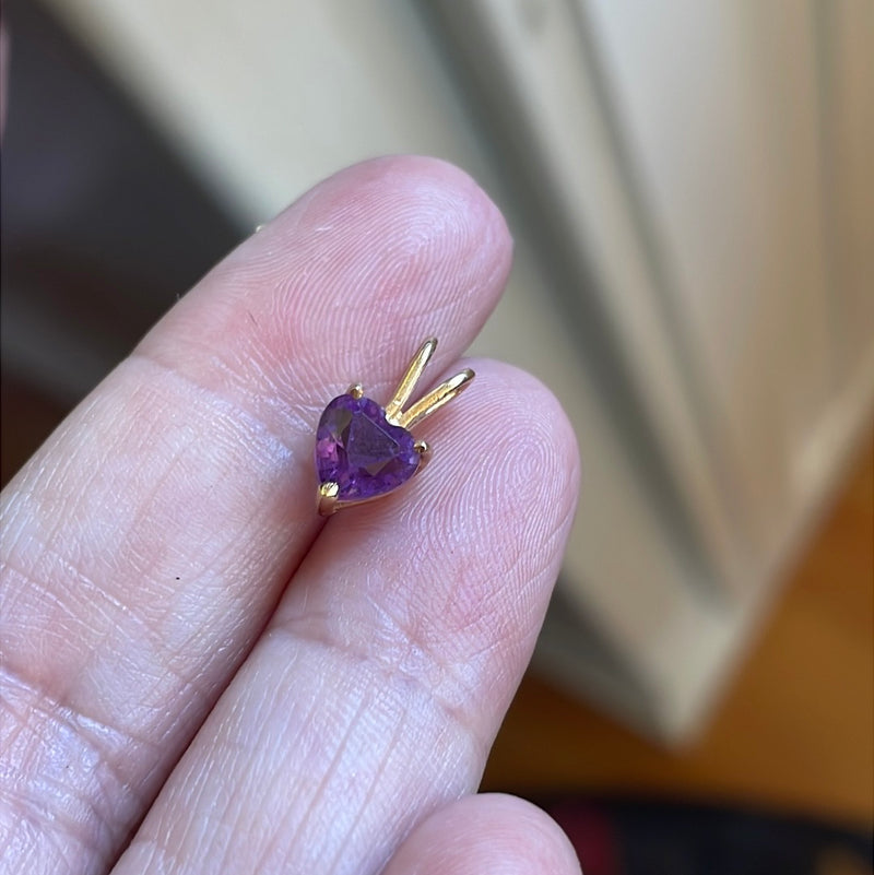 Amethyst Heart Pendant - 14k Gold - Vintage