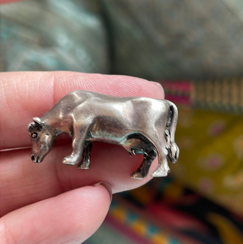 Cow Figure - Sterling Silver - Vintage