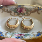 Starry Gold Hoop Earrings - 14k Gold - Vintage