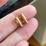 Binoculars Charm Pendant - 10k Gold - Articulated - Vintage