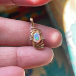 Opal Diamond Pendant - 14k Gold - Vintage