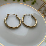 Engraved Hoop Earrings - 10k Gold - Vintage