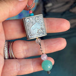 Lucky Rabbit Talisman Pendant - Anne Choi Collectable Bead - Amazonite, Moonstone, Coral and Kunzite - Sterling Silver - Handmade