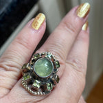 Prehnite Ring - Peridot and Citrine - Sterling Silver - Vintage