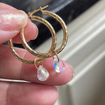 Moonstone Hoop Earrings - 14k gold hoops - 14k drops