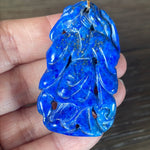 Carved Lapis Geisha Pendant - 14k Gold - Vintage