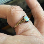 Opal Ring - Ornate Shoulders - 14k Rose Gold - Victorian - Antique