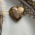 Engraved Heart - Gold Filled-  Vintage Locket