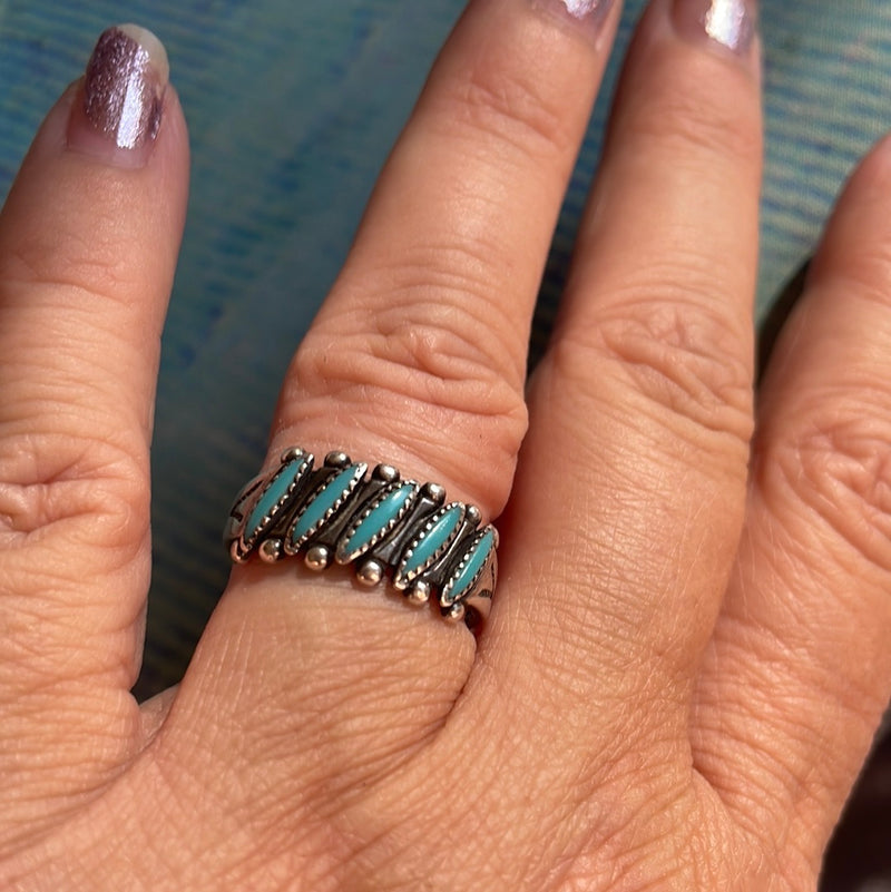 Turquoise Band - Sterling Silver - Native American - Vintage