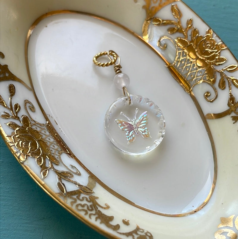 Butterfly Intaglio Pendant - Gold Filled - Vintage