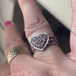 Ruby Heart Ring - Sterling Silver - Vintage