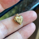 Dainty Double Heart Engraved Heart Locket - Gold Filled - Vintage