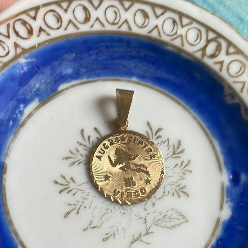 Virgo Pendant - Zodiac Pendant - 14k Gold - Vintage