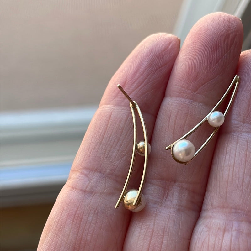 Pearl Drop Earrings - 14k Gold - Vintage
