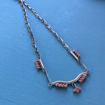 Pink Coral Chandelier Necklace - Sterling Silver - Vintage