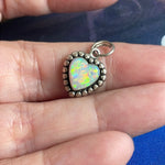 Opal Heart Pendant - Sterling Silver - Vintage