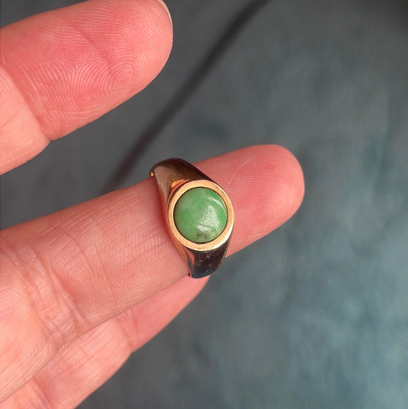 Chrysoprase Signet Ring - 14k Gold - Vintage