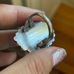 Turquoise Ring - Beaded Edge - Sterling Silver - Native American - Vintage