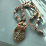 Owl Crochet Pottery Necklace - 1970s - Vintage