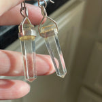 Point Crystal Earrings - Sterling Silver - Vintage - As Is