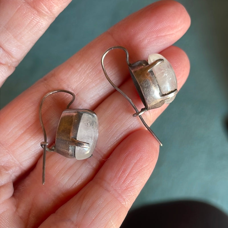 Moonstone Earrings - Sterling Silver - Vintage