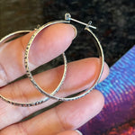 Large Floral Hoop Earrings - Sterling Silver - Vintage