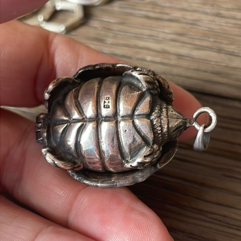 Turtle Locket - Sterling Silver - Vintage